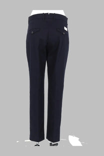 Dark navy blue tailored nineinthe morning women slim fit trousers with sleek straight-leg cut and subtle back pleats