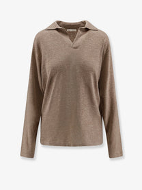 The Row Women's Niosa Polo Shirt in Cotton and Linen White