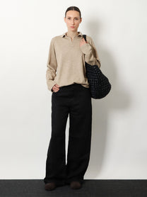 The Row Women's Niosa Polo Shirt in Cotton and Linen White