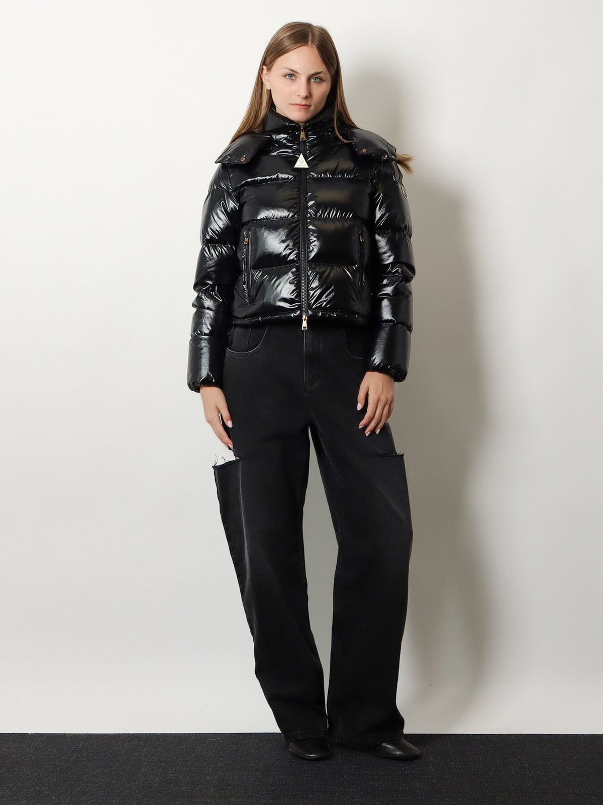 Moncler Women's Niveole Nylon Jacket Black, view 2
