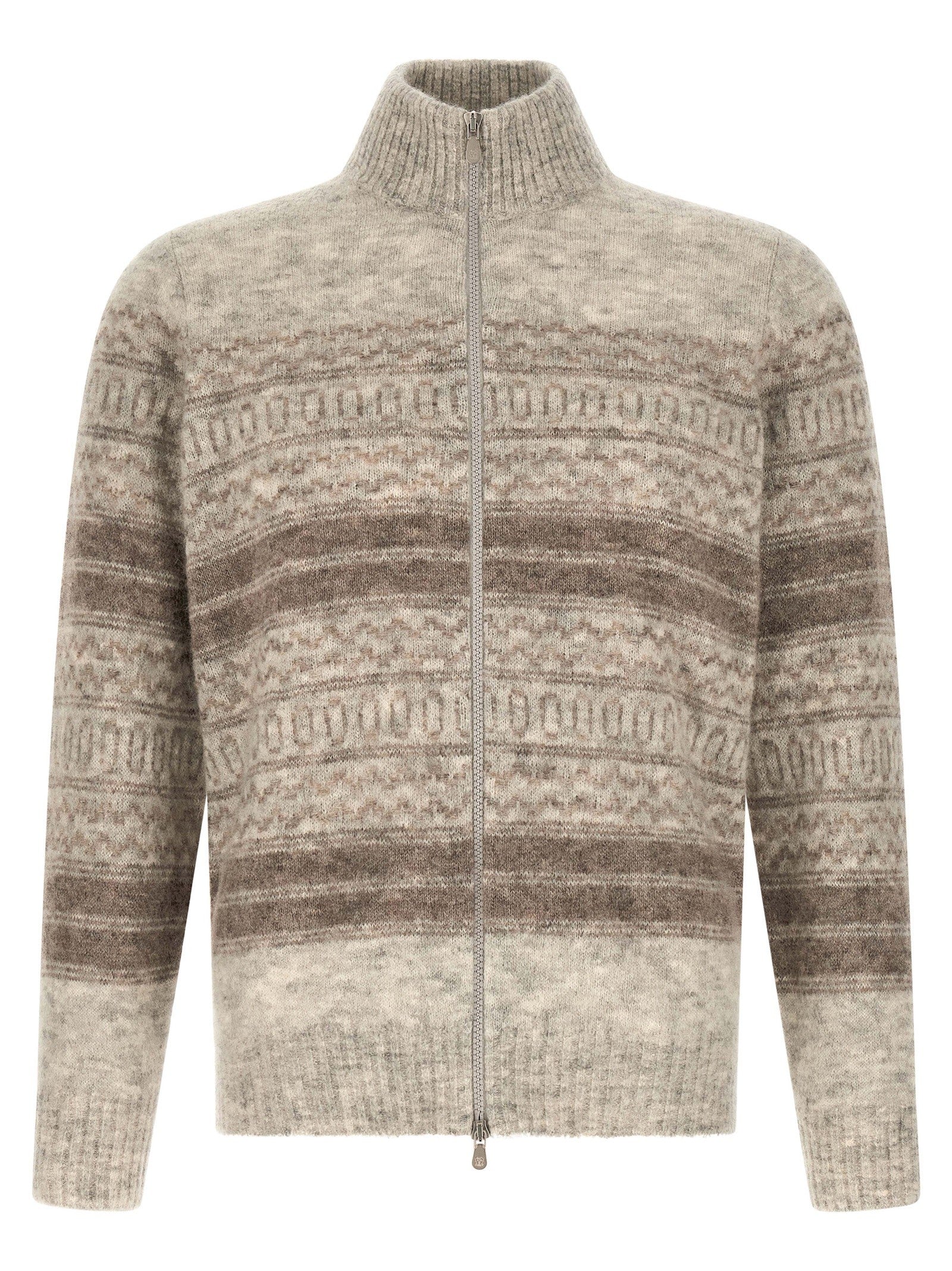 Brunello Cucinelli Nordic Jacquard Cardigan Beige
