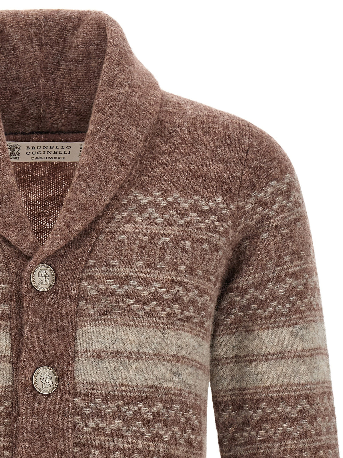 Brunello Cucinelli Nordic Jacquard Cardigan Brown, view 3