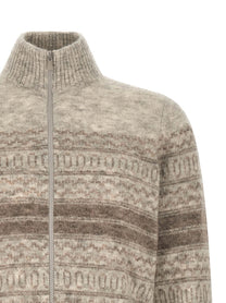 Brunello Cucinelli Nordic Jacquard Cardigan Beige