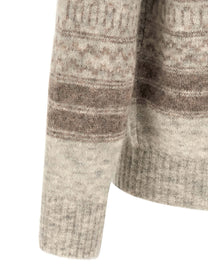 Brunello Cucinelli Nordic Jacquard Cardigan Beige