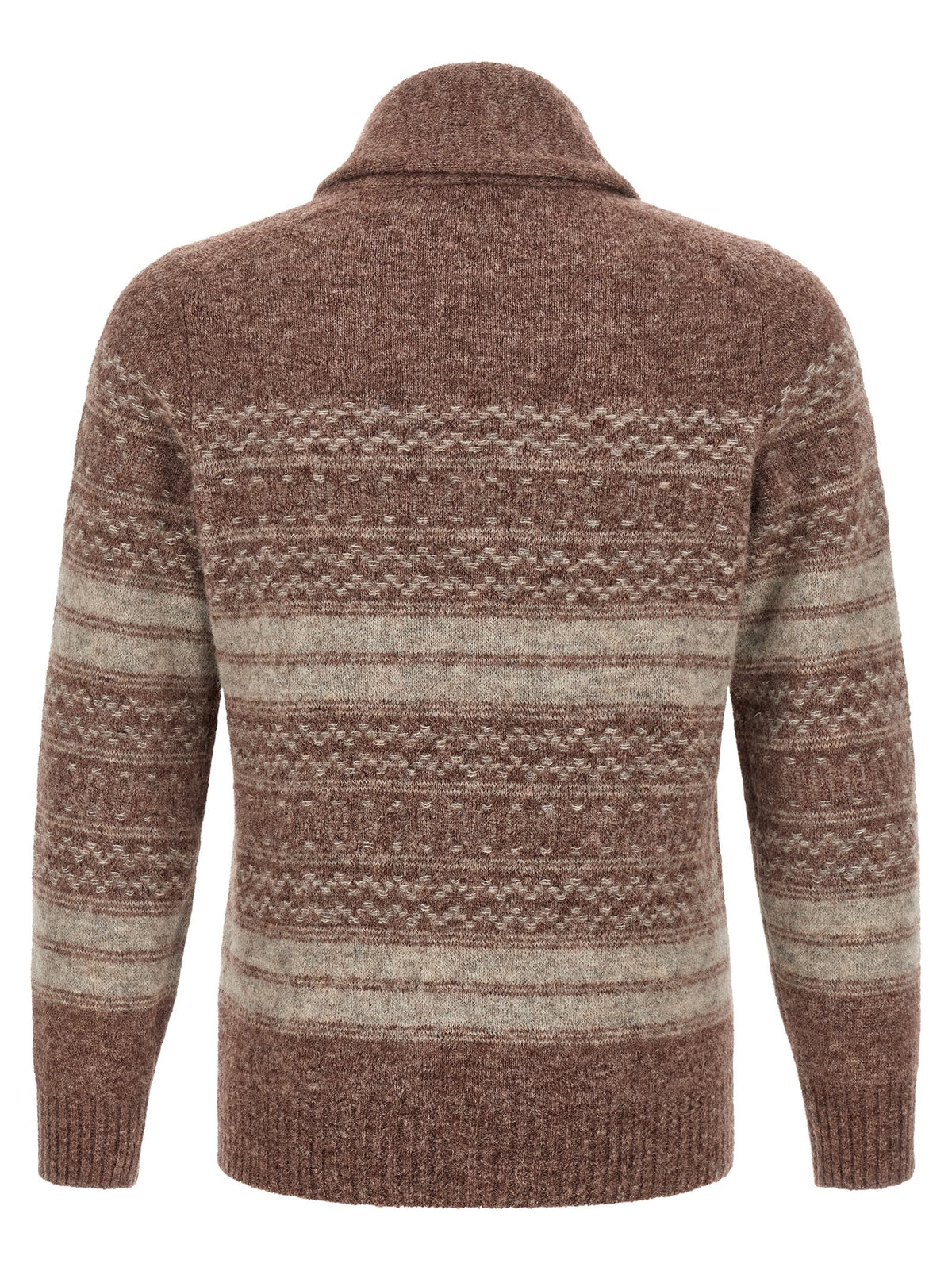 Brunello Cucinelli Nordic Jacquard Cardigan Brown, view 2
