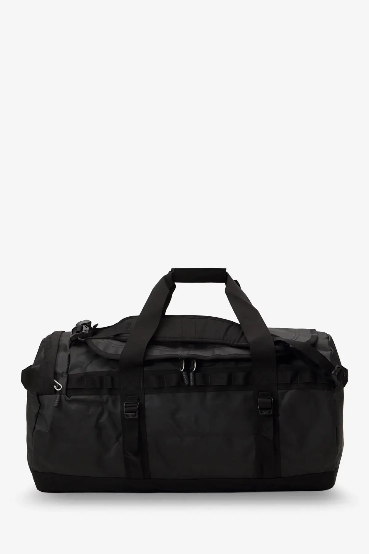 The north face men’s base camp duffel black with reinforced straps and durable recycled pvc fabric backpack