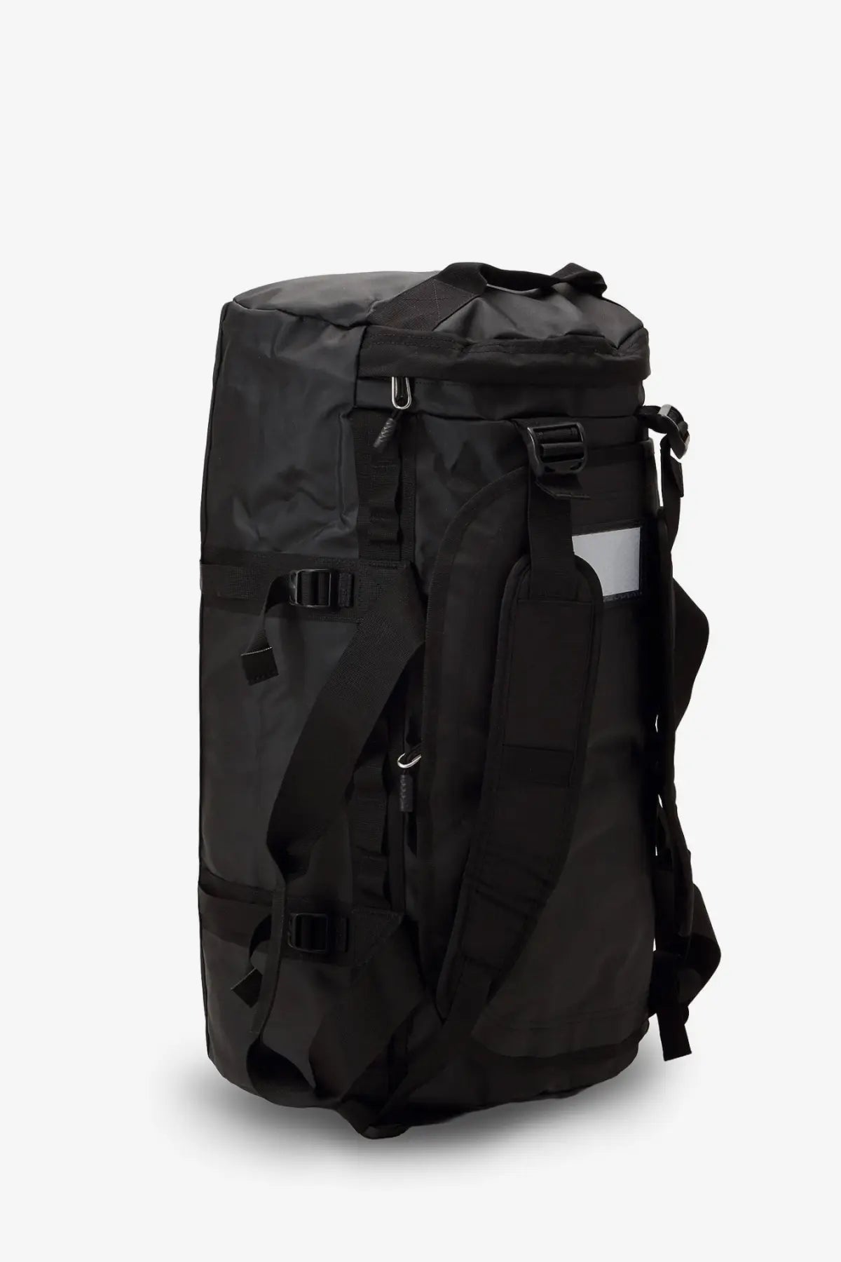 Black durable the north face mens base camp duffel recycled pvc backpack with reinforced straps and reflective patch
