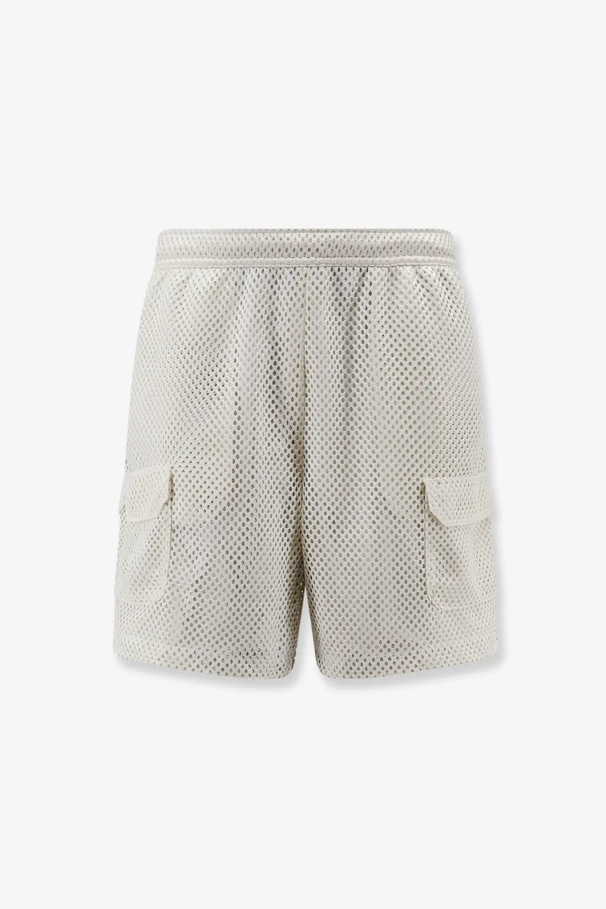 The north face men’s nylon bermuda shorts beige mesh cargo style with side pockets and elastic waistband