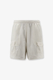 The north face men’s nylon bermuda shorts beige mesh cargo style with side pockets and elastic waistband