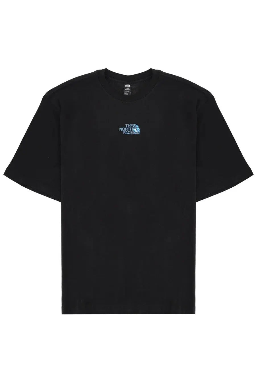 The North Face men’s black short-sleeved t-shirt with a small blue embroidered logo on the chest