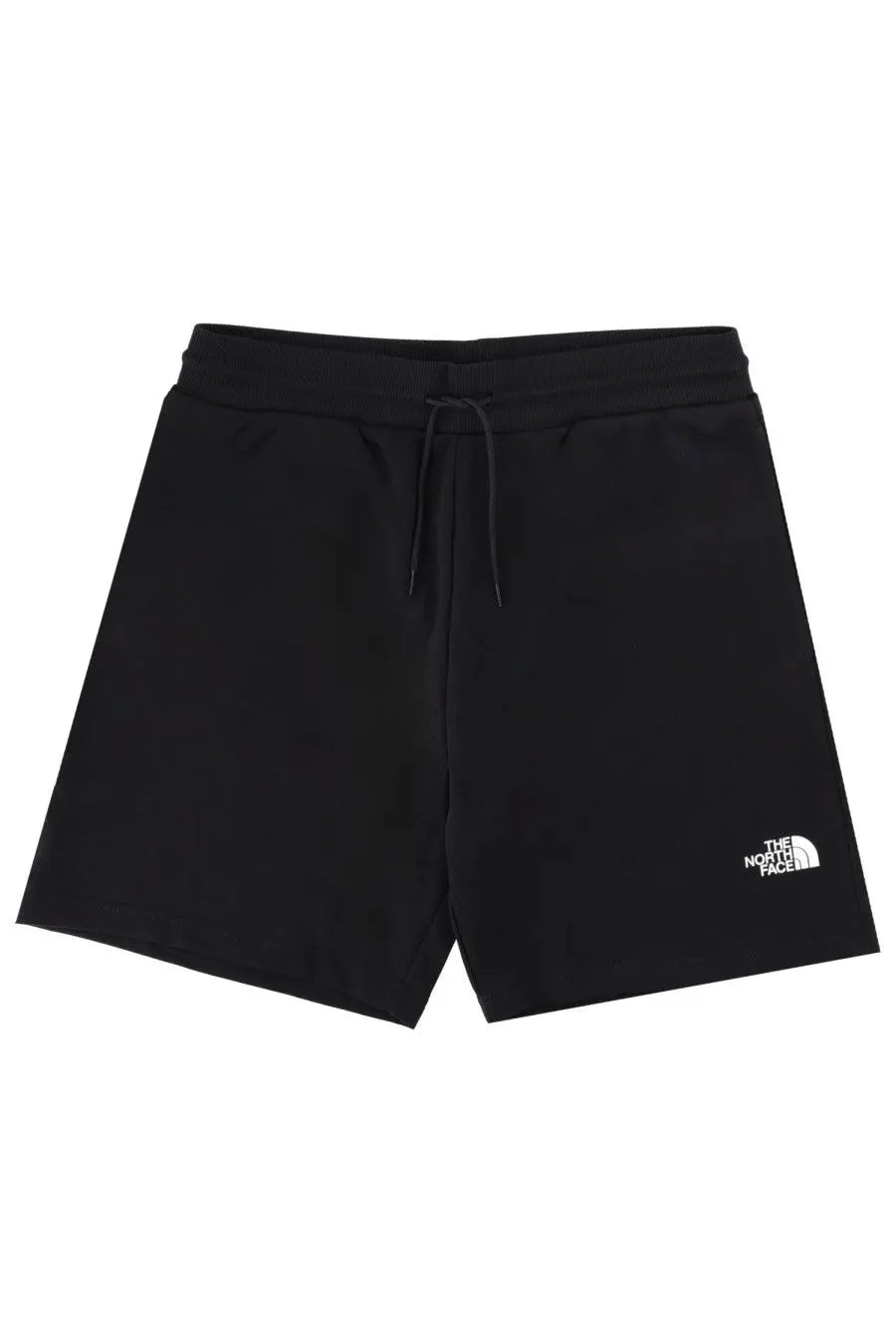 Black the north face men’s simple dome light con shorts with white logo on lower left leg for outdoor use