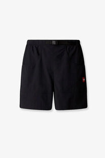 Black the north face men’s tnf nylon bermuda shorts with belt loop and red brand logo patch