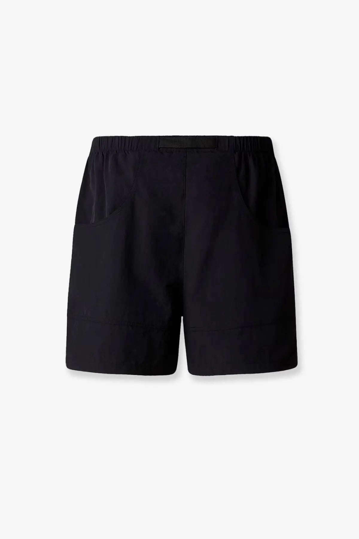 The north face men’s tnf nylon bermuda shorts black with elastic waistband and minimalist design front view