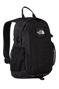 The north face unisex backpack hot shot mini black with mesh side pockets and front patch logo in black nylon