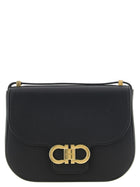 Ferragamo North South Double Gancini Crossbody Bag Black