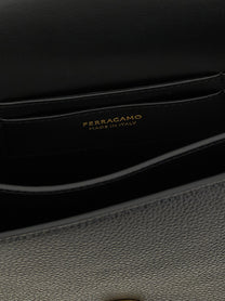 Ferragamo North South Double Gancini Crossbody Bag Black, view 4