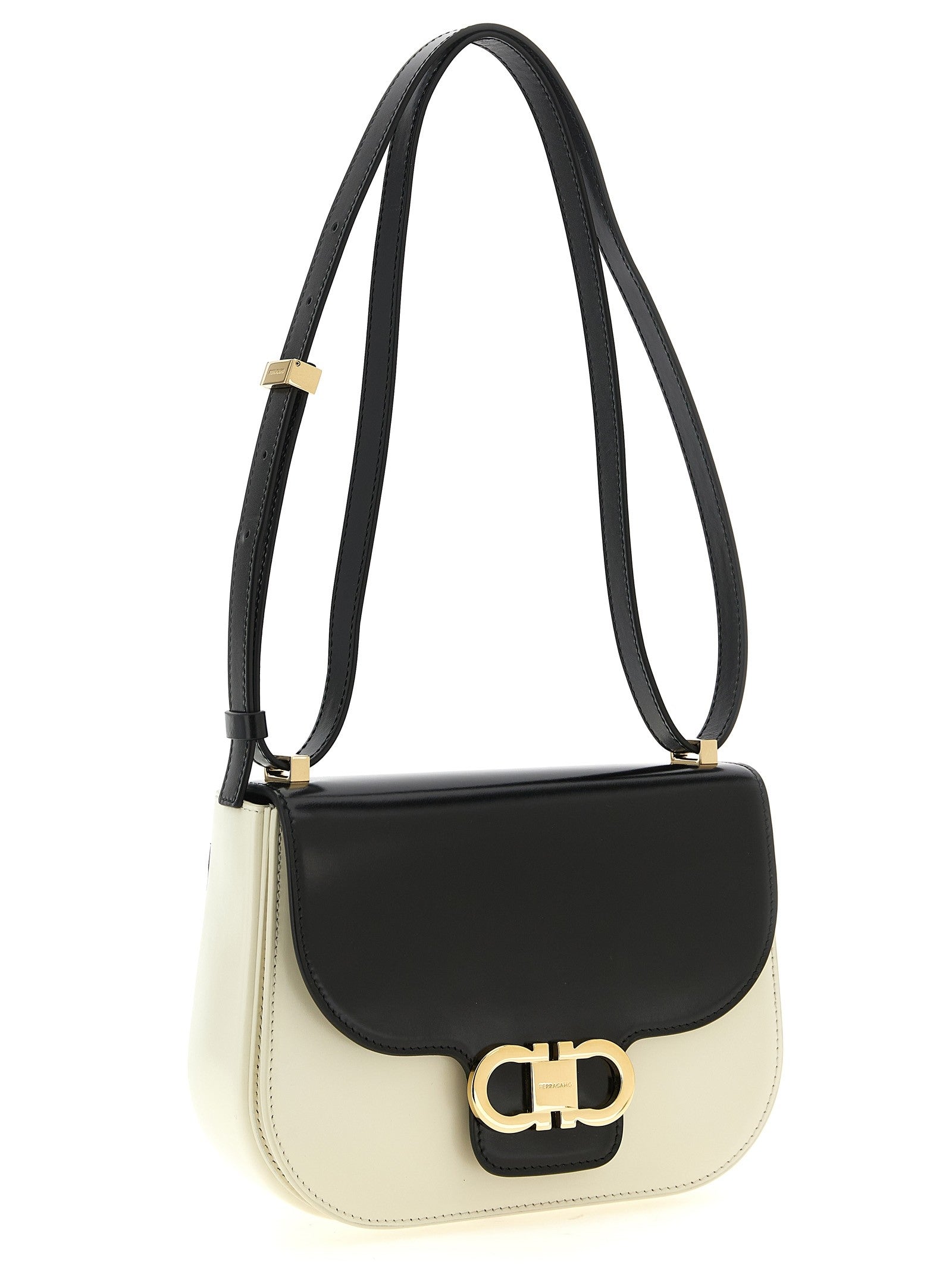 Ferragamo North South Double Gancini (xs) Crossbody Bag White