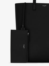 Saint Laurent Men's North South Leather Tote Bag Black