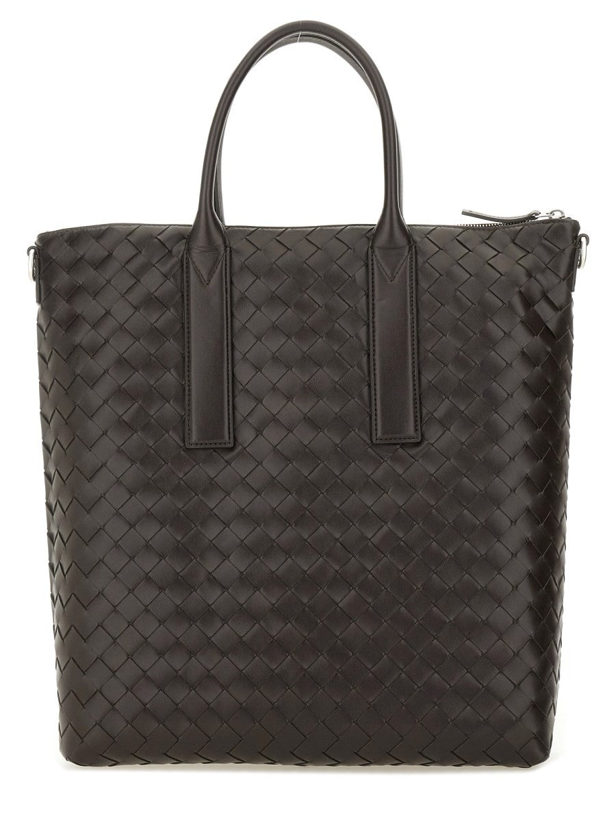Bottega Veneta Men's North South Woven Tote Bag Brown