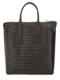 Bottega Veneta Men's North South Woven Tote Bag Brown