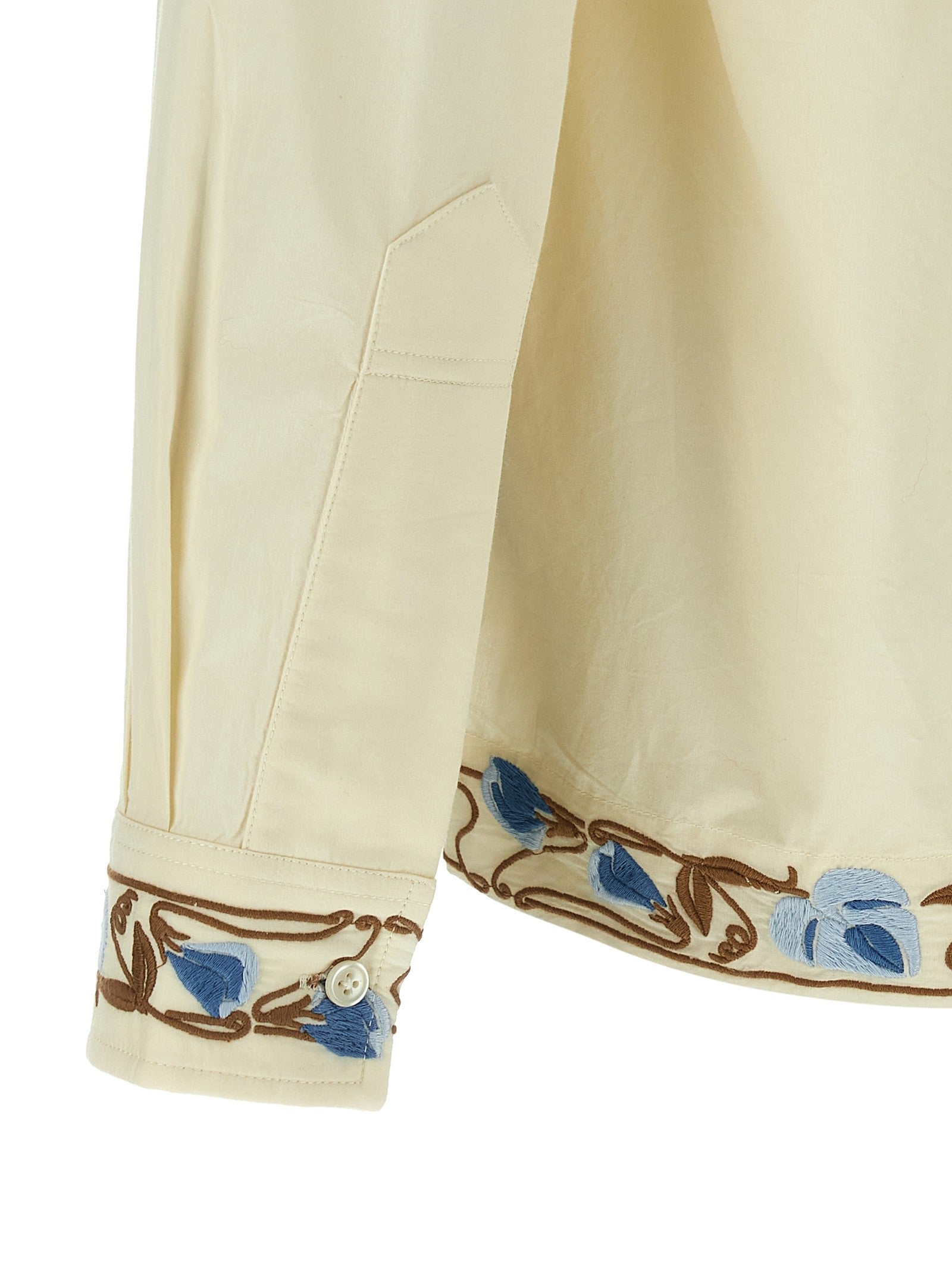 Bode Noveau Vine Shirt Beige