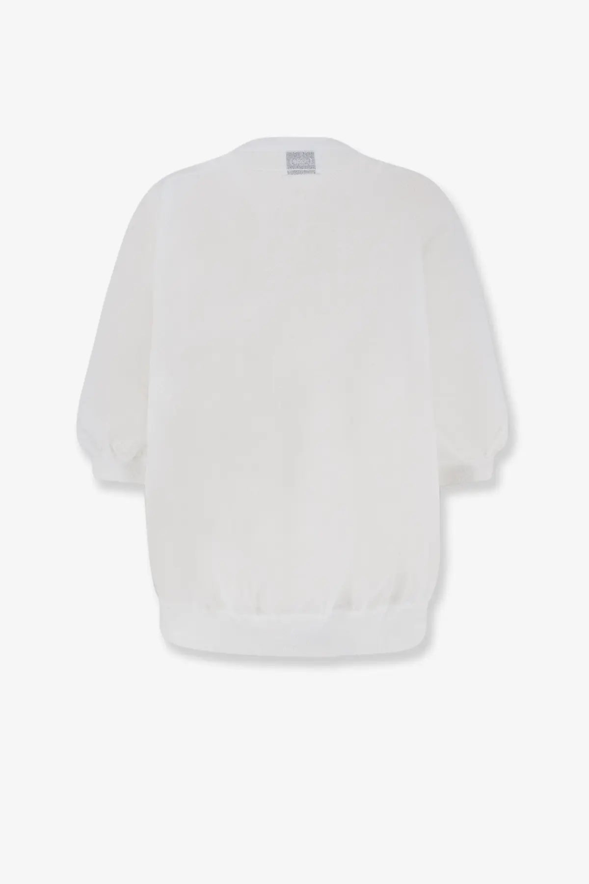 White oversized cotton blend shirt for women with a soft loose fit and ribbed cuffs