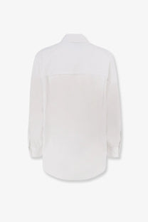 A crisp white long-sleeved cotton shirt for women with a classic collar and subtle seam detailing from Nude