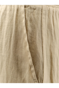 Nude women’s linen blend trousers in beige with a relaxed fit and visible seam detailing
