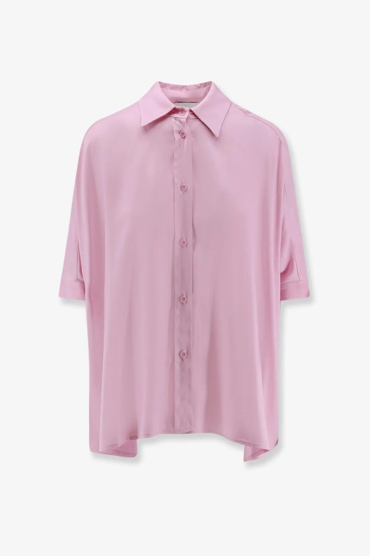 A soft pink oversized viscose blouse with a relaxed fit and subtle sheen for women Nude women’s viscose shirt pink
