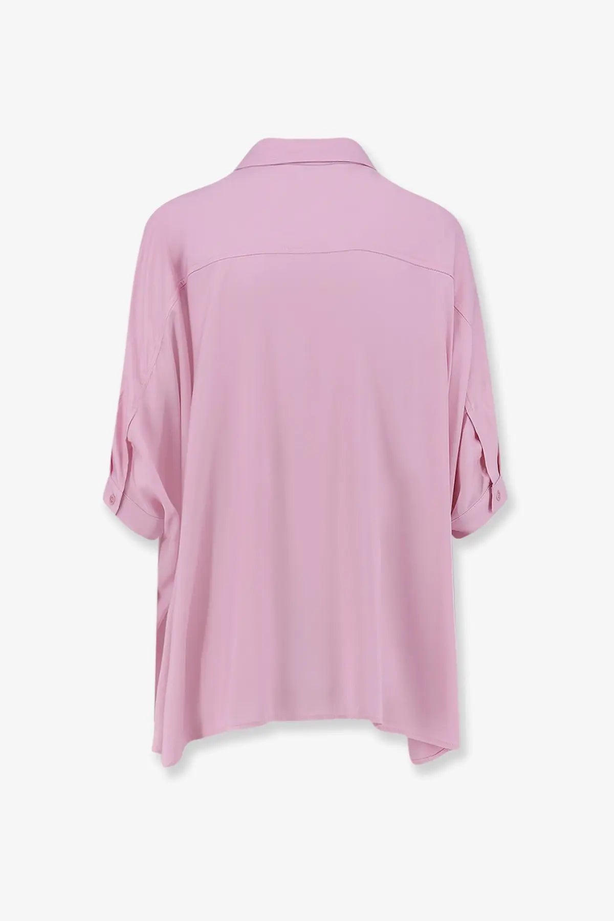Nude women’s viscose shirt pink soft pink oversized button-up blouse with rolled cuffs and relaxed fit