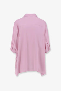 Nude women’s viscose shirt pink soft pink oversized button-up blouse with rolled cuffs and relaxed fit