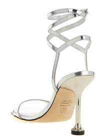 Stuart Weitzman Nudistini Wrap Sandals Silver