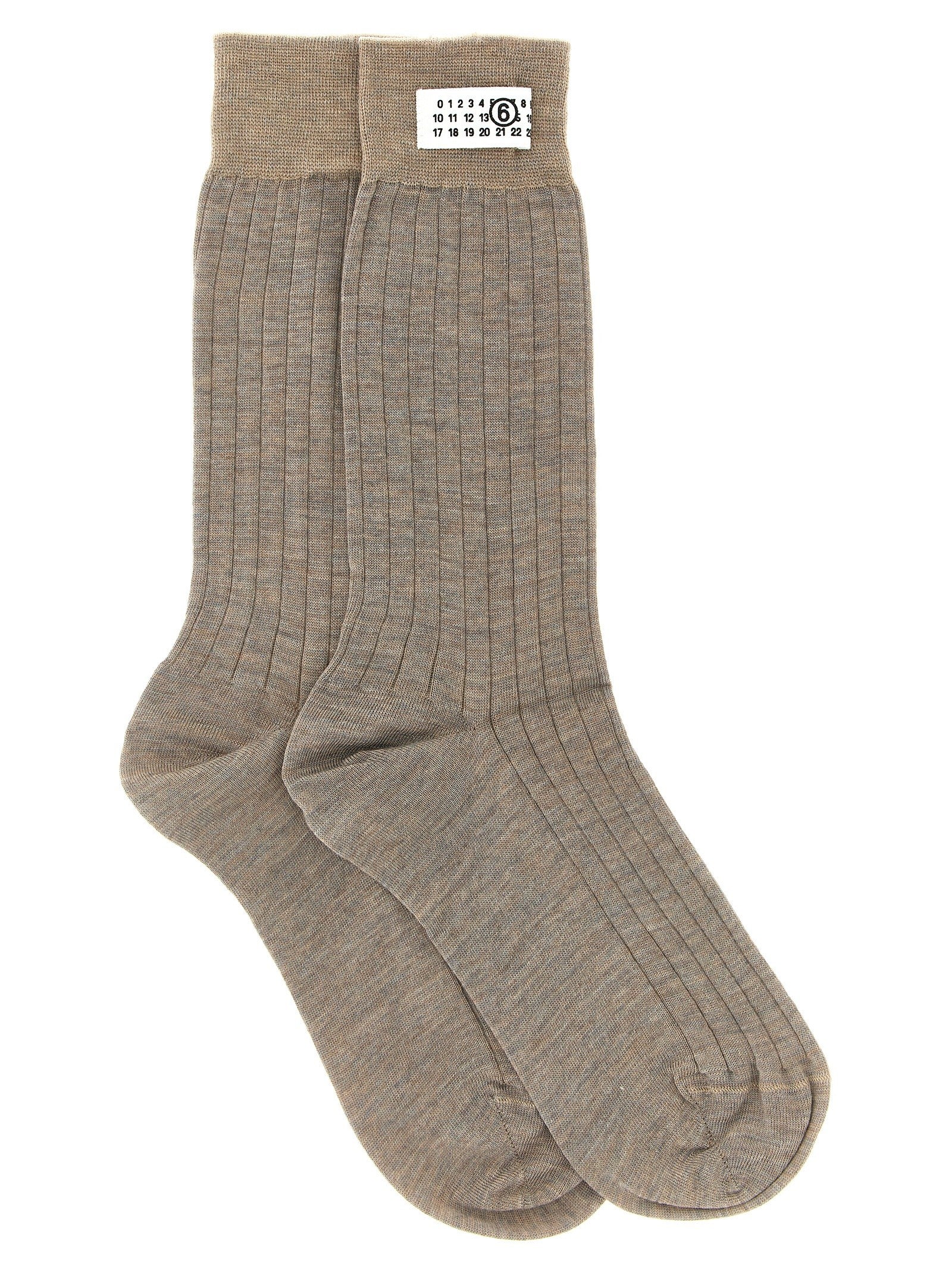 MM6 Maison Margiela Unisex Wool Blend Socks Beige