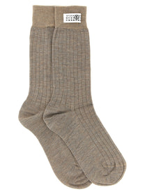 MM6 Maison Margiela Unisex Wool Blend Socks Beige
