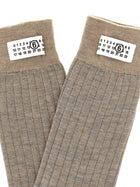 MM6 Maison Margiela Unisex Wool Blend Socks Beige, view 3