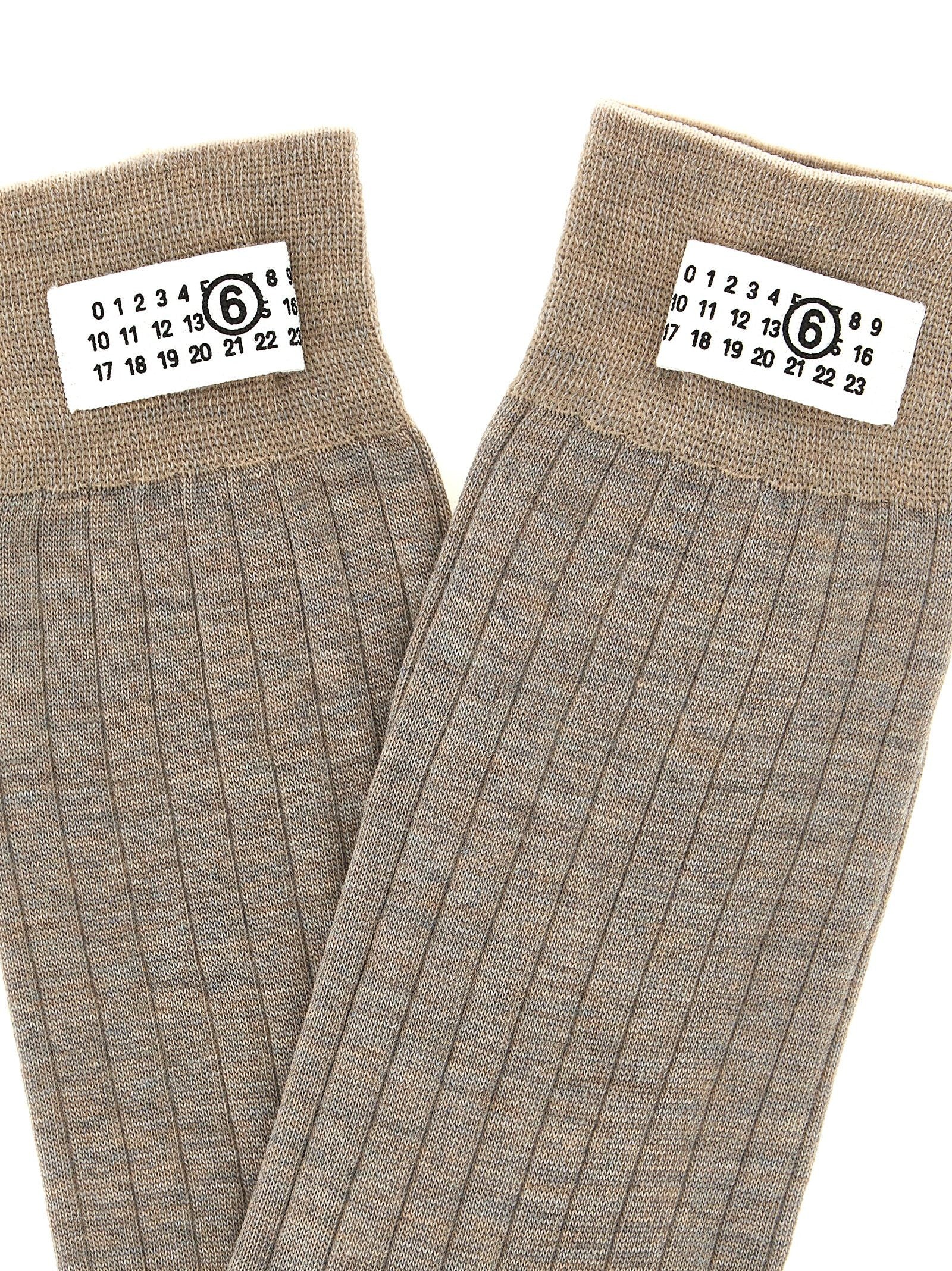 MM6 Maison Margiela Unisex Wool Blend Socks Beige