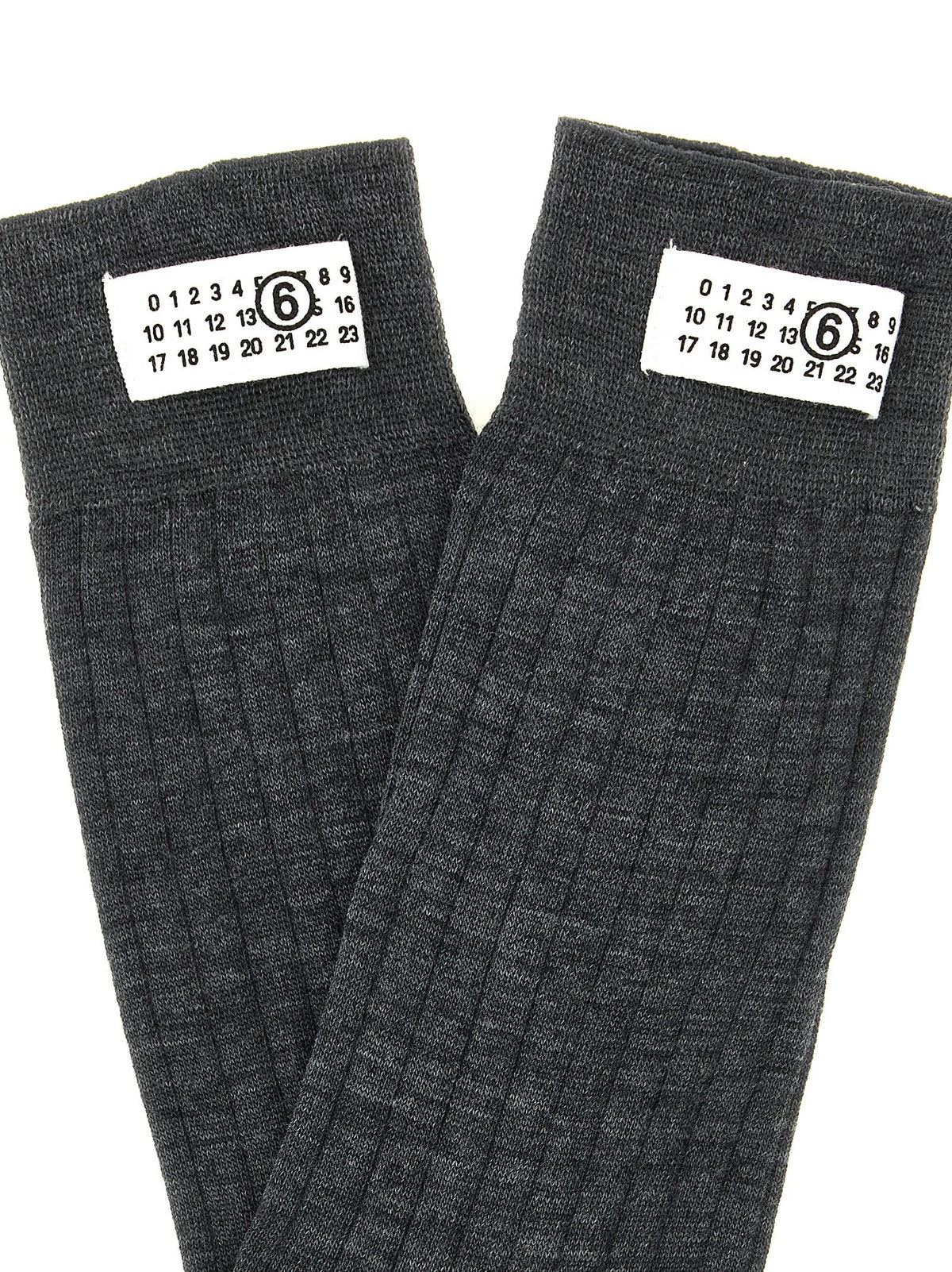 MM6 Maison Margiela Unisex Wool Blend Socks Grey, view 3