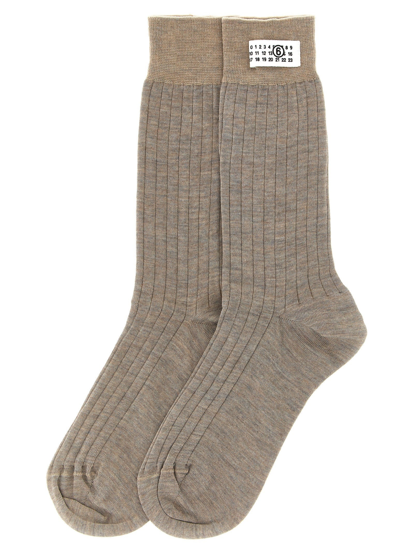MM6 Maison Margiela Unisex Wool Blend Socks Beige