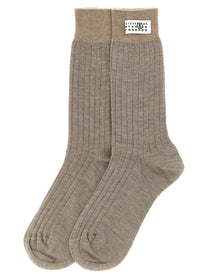 MM6 Maison Margiela Unisex Wool Blend Socks Beige