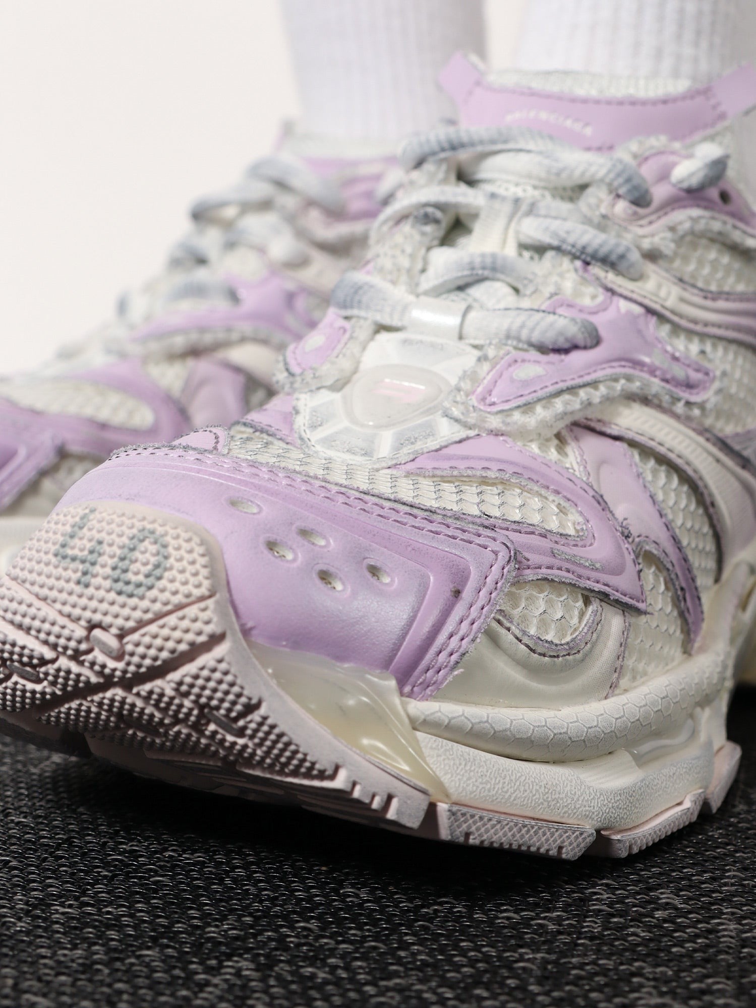 Balenciaga Women's Nylon and Mesh Runner Sneakers Grey