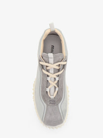 Miu Miu Women's Nylon and Suede Sneakers Grey