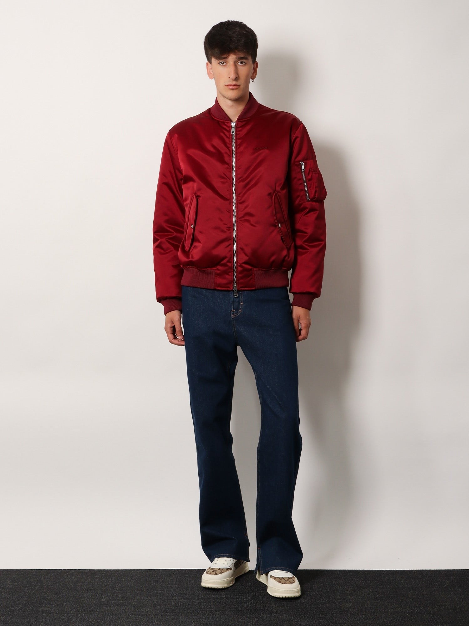 Gucci Men's Nylon Bomber Jacket Red