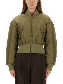 Saint Laurent Women's Nylon Bomber Jacket Green Saint Laurent