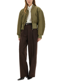 Saint Laurent Women's Nylon Bomber Jacket Green Saint Laurent