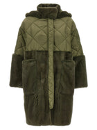 BLANCHA Nylon Diamond Visone Long Down Jacket Green