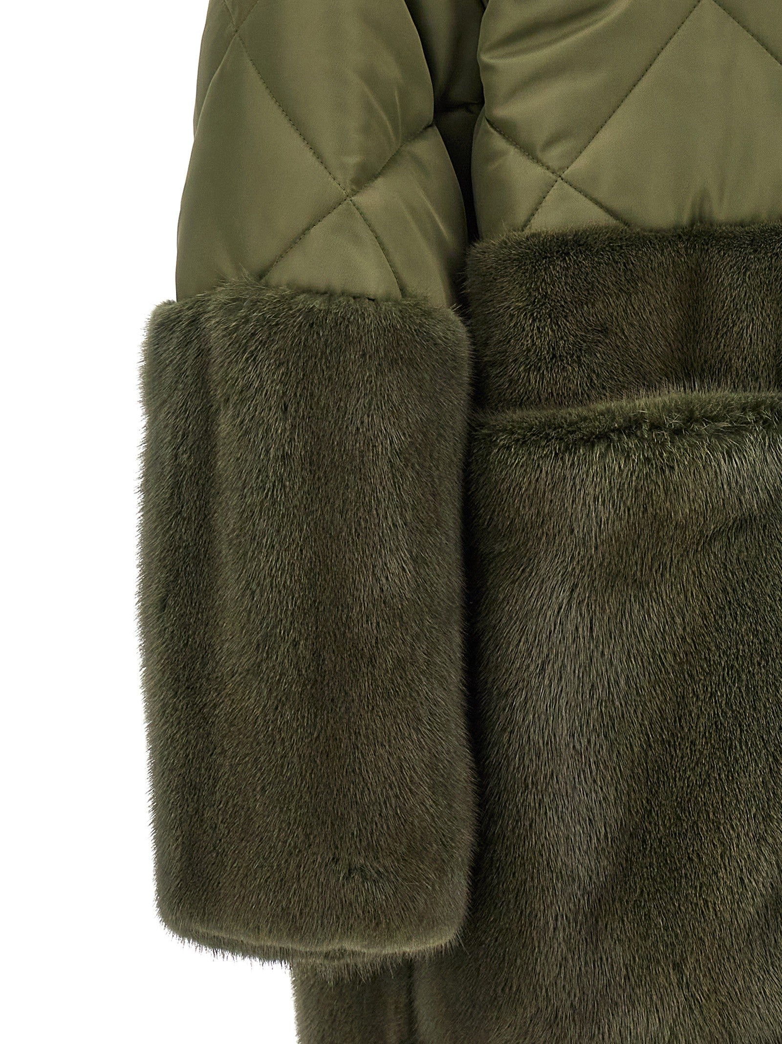 BLANCHA Nylon Diamond Visone Long Down Jacket Green
