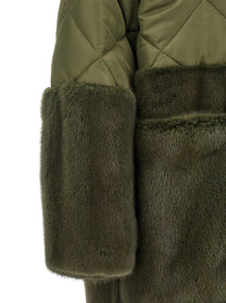 BLANCHA Nylon Diamond Visone Long Down Jacket Green