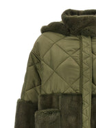BLANCHA Nylon Diamond Visone Long Down Jacket Green, view 3