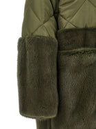 BLANCHA Nylon Diamond Visone Long Down Jacket Green, view 4