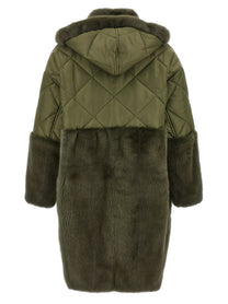 BLANCHA Nylon Diamond Visone Long Down Jacket Green